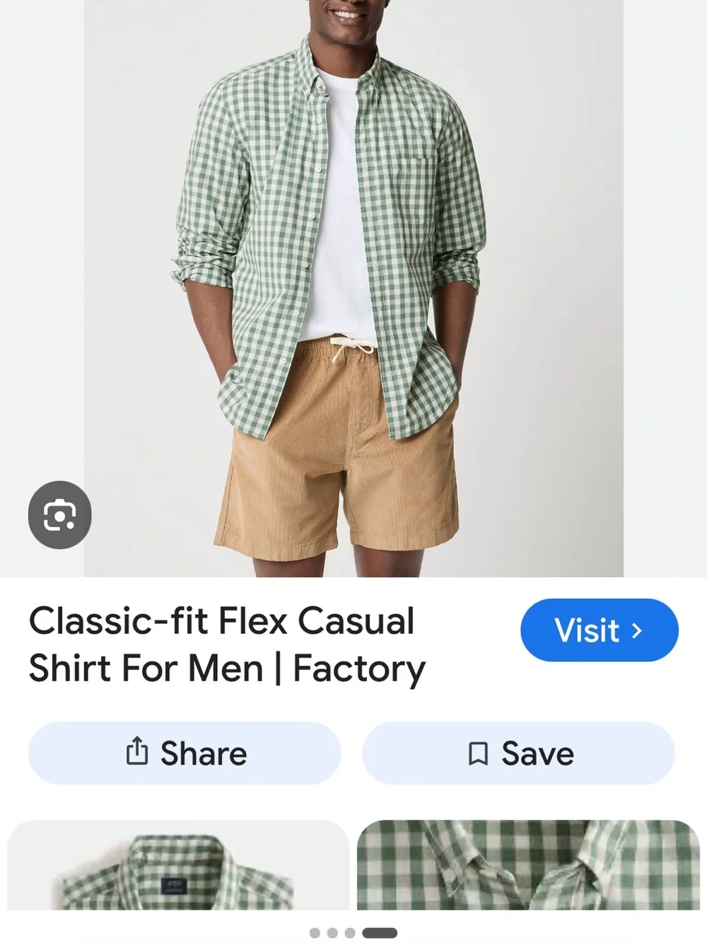 J. Crew classic fit Flex casual mens shirt. Green white plaid. Size medium.